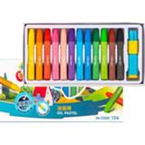 👉 Olieverf medium active kinderen 4 STUKS Deli Schilderen Stok 12 Kleuren / 18 24 36 Niet Vuil Hand Art Krijt Borstel, Stijl: