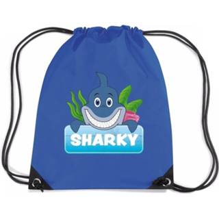 👉 Rugtas blauw kinderen Sharky De Haai / Gymtas Voor - Gymtasje Zwemtasje 8719538526877