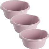 👉 Afwasbak roze kunststof 3x stuks teiltje/afwasbak rond 10 liter zacht