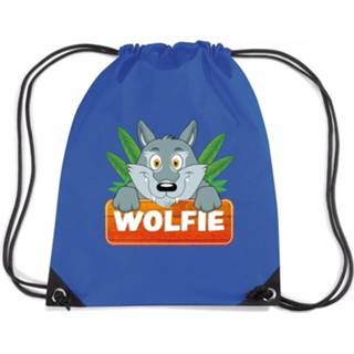 👉 Rugtas blauw kinderen Wolfie De Wolf / Gymtas Voor - Gymtasje Zwemtasje 8719538526761