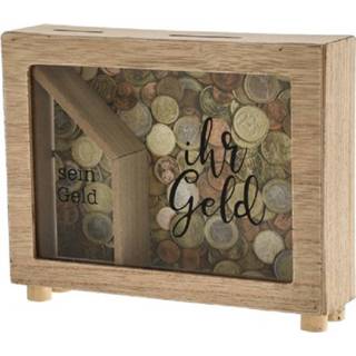 👉 Spaarpot houten glas Sein Geld Ihr Met Op Pootjes 15 Cm - Spaarpotten 4032037696471