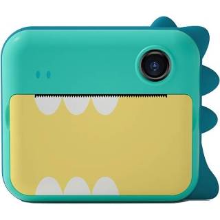 👉 Dinosaurus groene active kinderen P1 Camera Printer Digitaal Speelgoed Pocket Student Huiswerk Fouten Collecties Printer, Stijl: + 16G