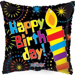 👉 Folieballon zwart Globos Happy Birthday Candle 46 Cm 681070192927