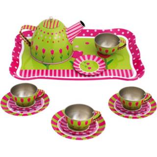 Theeservies groen roze aluminium Bino Junior Groen/roze 14-delig 4019359833883