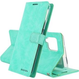 Dagboek blauw tgroen leer active Voor Samsung Galaxy A42 5G GOOSPERY BLUE MOON Crazy Horse Textuur Horizontale Flip Leren Case Met Beugel&Kaartsleuf&Portemonnee (Mintgroen)