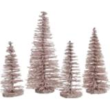 Kunstkerstboom roze Kleine Kunst Kerstboom Glitter 15 Cm 4 Stuks 8719538394865