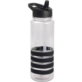 👉 Drinkfles transparant zwart Transparant/zwart Drinkfles/waterfles 750 Ml - Drinkflessen 8720147711677