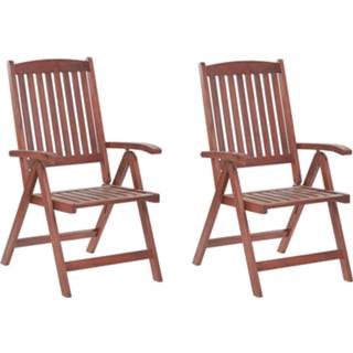 👉 Terrasstoel houtkleur Beliani Toscana - Tuinstoel Set Van 2-donkere Houtkleur-acaciahout 4251682248730