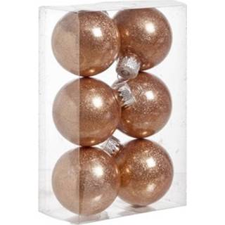 👉 Kerstbal kunststof 12x Koperen Glitter Kerstballen 6 Cm - 8720276612296