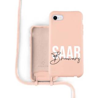 👉 Roze silicone Coverzs case met koord iPhone 7/8/SE2020 (roze) | Name +