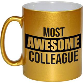 👉 Beker goud 1x Stuks Collega Cadeau Mok / Most Awesome Colleague - Feest Mokken 8720276760225