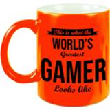 👉 Beker oranje One Size This is what the worlds greatest gamer looks like cadeau mok / - 330 ml neon 8720276813495