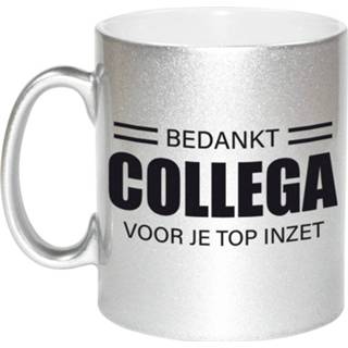 👉 Beker zilver active 1x stuks collega cadeau mok / bedankt voor je top inzet