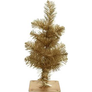 Kunstkerstboom gouden metalen Kunst Kerstboom/kunstboom 35 Cm Met Voet - 8720147744392