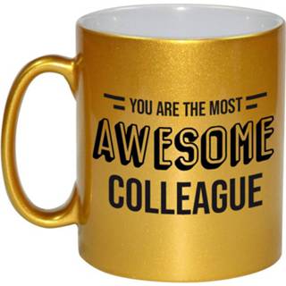 👉 Beker goud 1x Stuks Collega Cadeau Mok / The Most Awesome Colleague - Feest Mokken 8720276756457