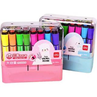 👉 Borstel active kinderen 2 STUKS Deli 12/24/36 Ribbon Seal Watercolor Pen Wasbare Borstel, Kleur: 24 Kleuren
