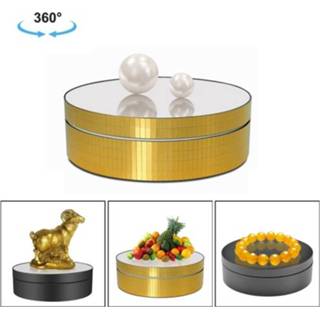 👉 Spiegel goud active 12 cm 360 graden draaibare draaitafel Elektrische displaystandaard Video-opnamerekwisieten Draaitafel, belasting: 3 kg (goud)