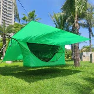 👉 Hangmat groen active Outdoor anti-muggen regendichte drijvende tent, + klamboe opblaasbaar kussen luifel (groen)