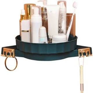 👉 Plank groen active Punch-gratis badkamer toilet driehoek muur opknoping ijdelheid make-up opbergrek (groen)