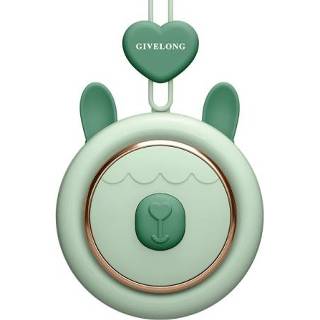 👉 Bladloze ventilator active kinderen GIVELONG Hangende nek Mini oplaadbare USB-ventilator draagbare (konijn (groen))