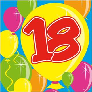 👉 Servet 20x 18 Jaar Leeftijd Themafeest Servetten Balloons 25 X Cm - Feestservetten 8718758002307