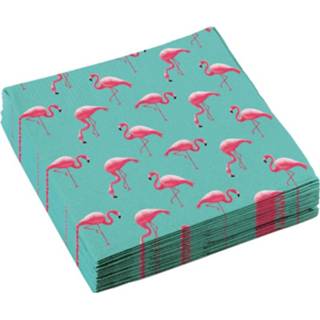 👉 Amscan Servetten Flamingo 33 Cm Papier Groen/roze 20 Stuks