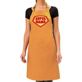 👉 Schort geel vrouwen Super Mama Barbeque / Keukenschort Oker Dames - Feestschorten 8720147196252