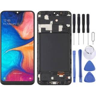 👉 Digitizer zwart active OLED-materiaal LCD-scherm en Volledige montage met frame voor Samsung Galaxy A20 SM-A205 (zwart)