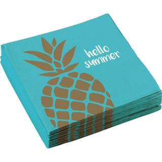 👉 Amscan Servetten Ananas 33 X 33 Cm Papier Blauw 20 Stuks