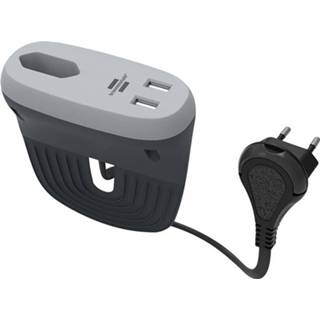 👉 Stekkerdoos grijs active voor op de bank - 2 USB oplaadpoorten 1x Euro 3500W 3 meter 4007123669417