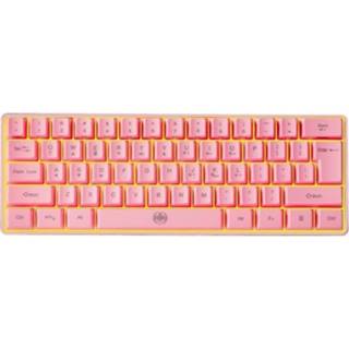 👉 Wireless Keyboard roze 61 Keys BT+2.4G Dual-mode with RGB Backlight Effect ABS Two-color Injection Molding keycap Pink