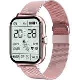 👉 Smartwatch roze active GT20 1,69 inch TFT-scherm IP67 waterdicht smartwatch, ondersteuning voor muziekbediening / Bluetooth-oproep hartslagbewaking bloeddrukbewaking, stijl: stalen band (roze)