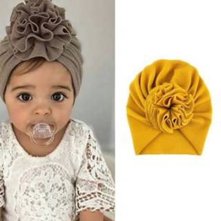 👉 Tulband active baby's 5 PCS Baby Sun Flower Hedging Cap Effen Kleur Hoed, Maat: One Size (Ginger)