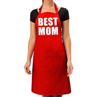 👉 Keukenschort rood vrouwen Best Mom Voor Dames / Moederdag - Feestschorten 8720147075663