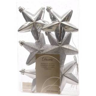 👉 Kerstboom zilver kunststof zilverkleurig Decoratie Sterren 6 Stuks Elegant Christmas 7 C 8719538303737