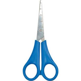 👉 Linkshandige schaar blauwe kinderen Met Liniaal En Spitse Punt Voor Kids - Hobbyschaar 8720147344707