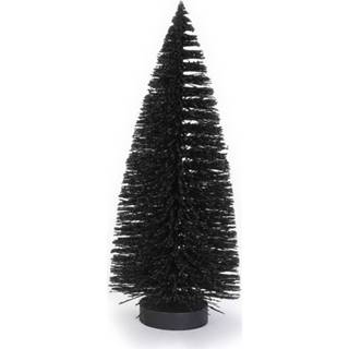 👉 Kerstboom zwart Decoratie Kerstbomen/ Mini Kerstboompjes 27 Cm - Kerstdorpen 8720147058284
