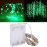 👉 10m IP65 waterdicht zilver draad lichtslinger, 100 LEDs SMD 06033 x AA batterijen vak Fairy lamp decoratief licht, DC 5V (groen licht)