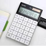 👉 Calculator wit large active Deli 1589 Solar Button Office Business Kleurrijke draagbare tabletcalculator (wit)