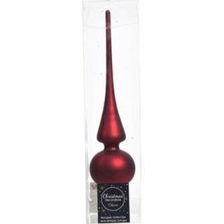 👉 Kerstboom rode Donkerrode Glazen Piek Mat 26 Cm - Kerstboompieken 8719538916050
