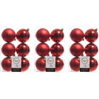 👉 Kerstboom rood 18x decoratie kerstballen mix kerst