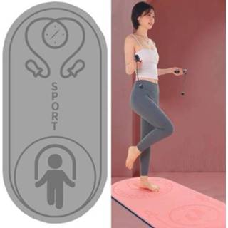 👉 Springtouw grijs active 6mm Mat Schokabsorptie en Geluidsisolatie Huishoudelijke Indoor Mute Fitness Oefening Yoga (Grijs + Springtouw)