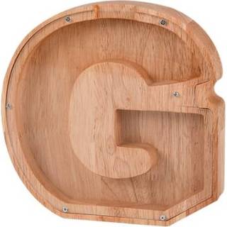 👉 Spaarpot transparant houten acryl active Engelse Alfabet Spaarvarken (G)
