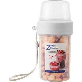 👉 Moer transparante active 2 STUKS Hittebestendige Draagbare Dubbele Opslagtank Vochtbestendige Voedsel Afdichtingsblikken Snack Opslagtank, capaciteit: 150 + 330 ml