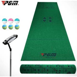 👉 Deken donkergroen groene active PGM Golf Indoor Putting Green Putter Practice Mat Set, Speelkaarten Type, 1x3.5m