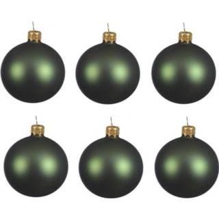 Kerstbal groene 6x Donkergroene Glazen Kerstballen 6 Cm Mat - 8719538909298