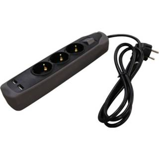 👉 Stekkerdoos Relectric - 3-voudig 2x Usb-ingang 1,5 Meter Randaarde 8719497492220