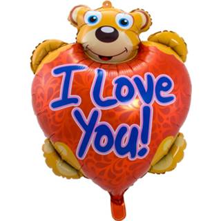 👉 Folie Ballon I Love You Teddybeer 80 Cm Met Helium Gevuld - Ballonnen 8714572617925