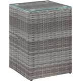 Bijzettafel grijs Vidaxl Met Glazen Blad 35x35x52 Cm Poly Rattan 8719883806853