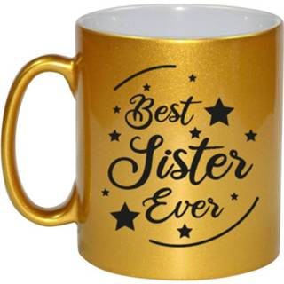 👉 Koffiemok gouden Best Sister Ever Cadeau / Theebeker 330 Ml - Feest Mokken 8720276263665